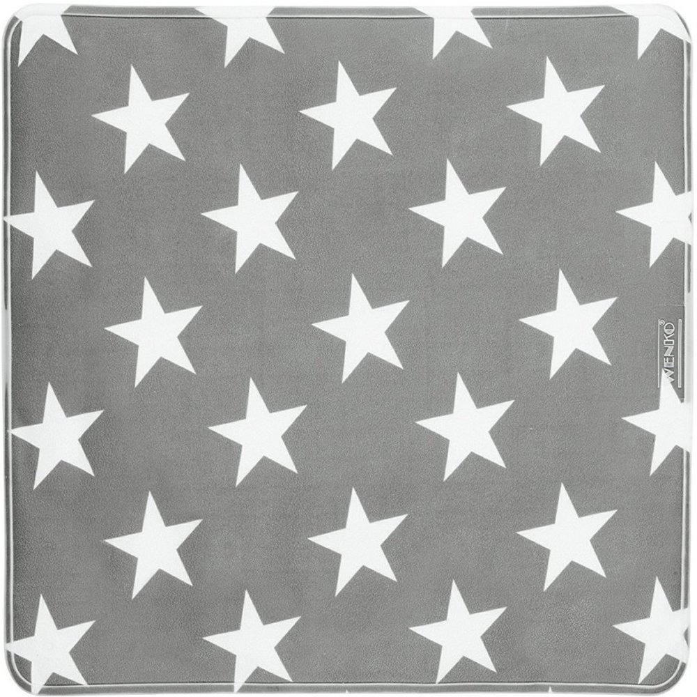 grey square shower mat with a repeating white 5 point star pattern