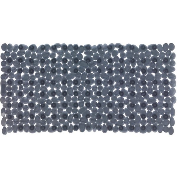 rectangular, plastic bath mat composed of anthracite coloured pebble shapes