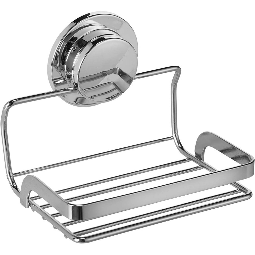 chrome plated wire soap basket with round wall attachment for fixing