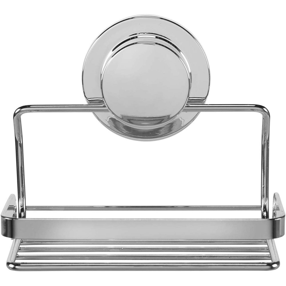 chrome plated wire soap basket with round wall attachment for fixing