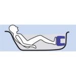 illustration of a nondescript person lying in a bthtub qith a blue footstal between his feet and the end of the bath acting a s a footrest