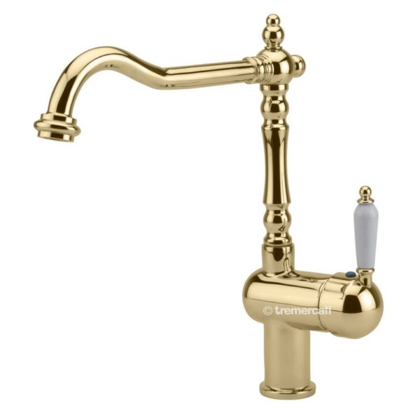 278 Little Venice side lever mono sink mixer - antique gold plated