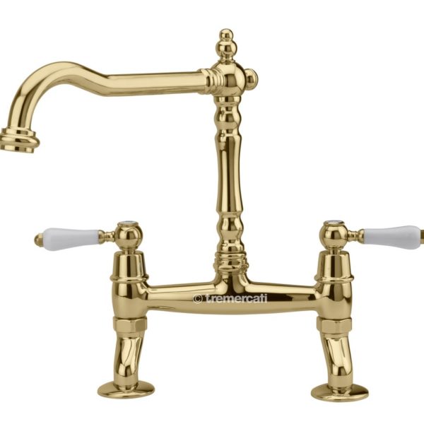 298 Little Venice bridge sink mixer - antique gold plated