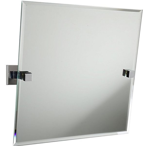 square chester mirror with two squarte wall brackets on either side