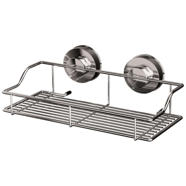 small stainless steel wire basket with circular wall mounts