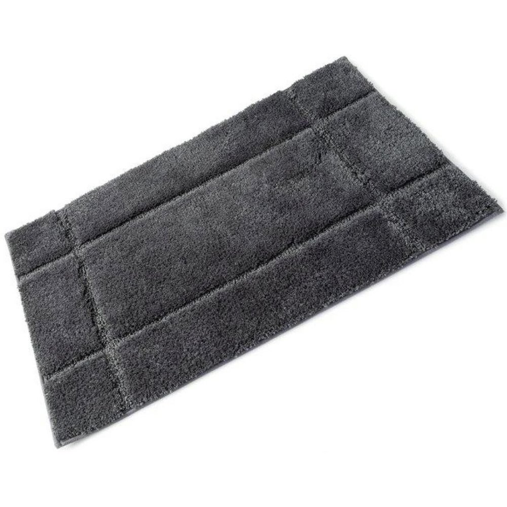 rectangular slate coloured bath mat with 4 intersecting lines creating a border