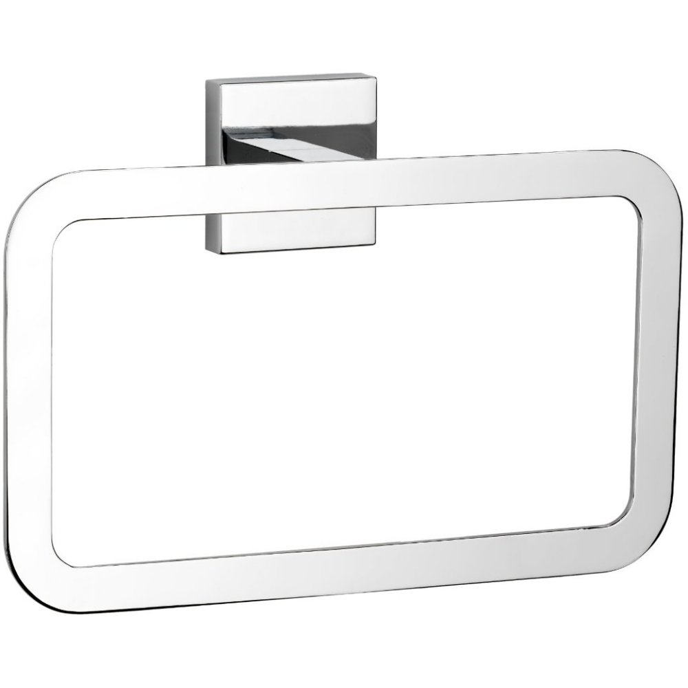 rectangular square design chrome towel ring with rounded corners