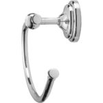 wall mounted chrome towel ring with a chrome holder, , as viewed from the side