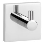 chrome single robe hook with a square back plate,