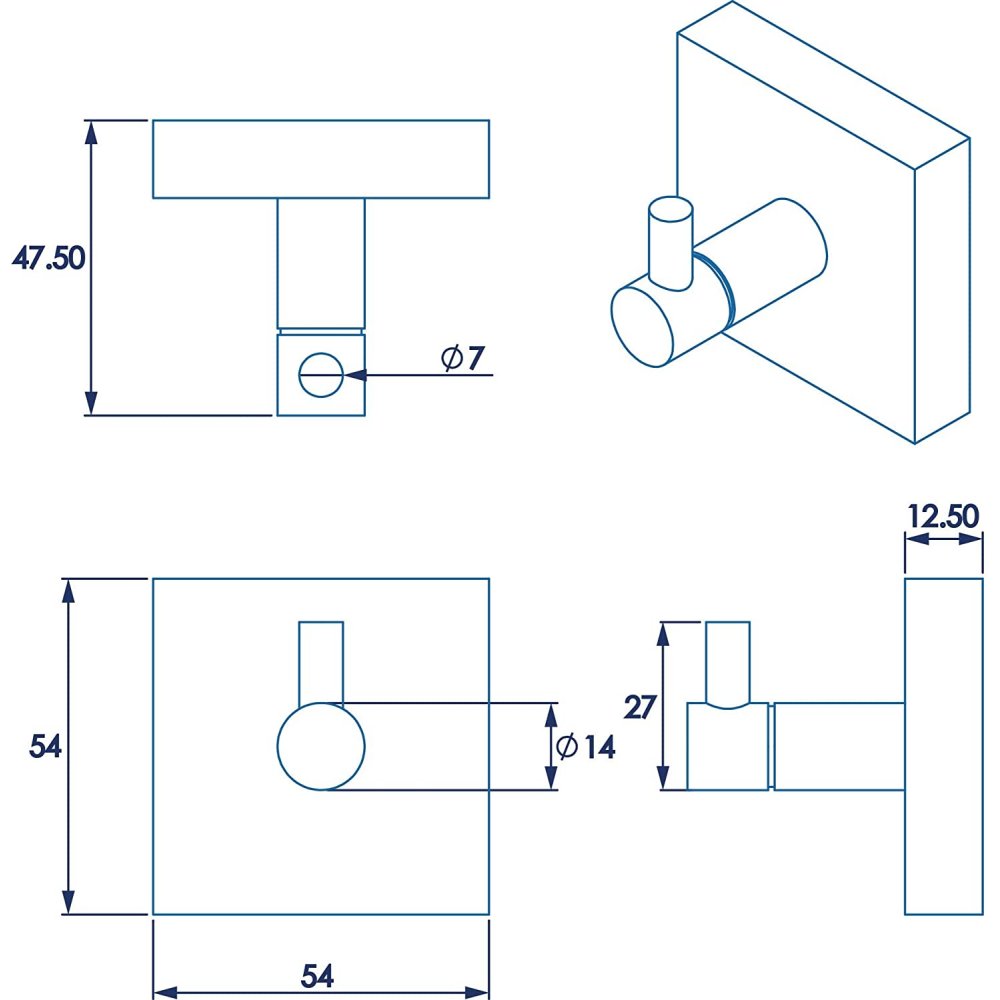 diagrams giving the measurements of the hook (dimensions also found in item description)