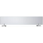 glass rectangular shelf with two square wall brackets on each end as viwed from above
