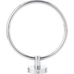 chrome towel ring with round back plate. the towel ring is in a circle shape