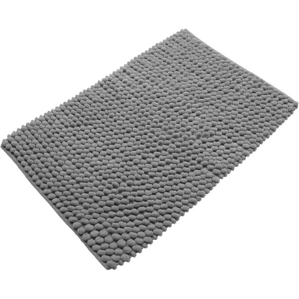rectangular grey bathroom mat