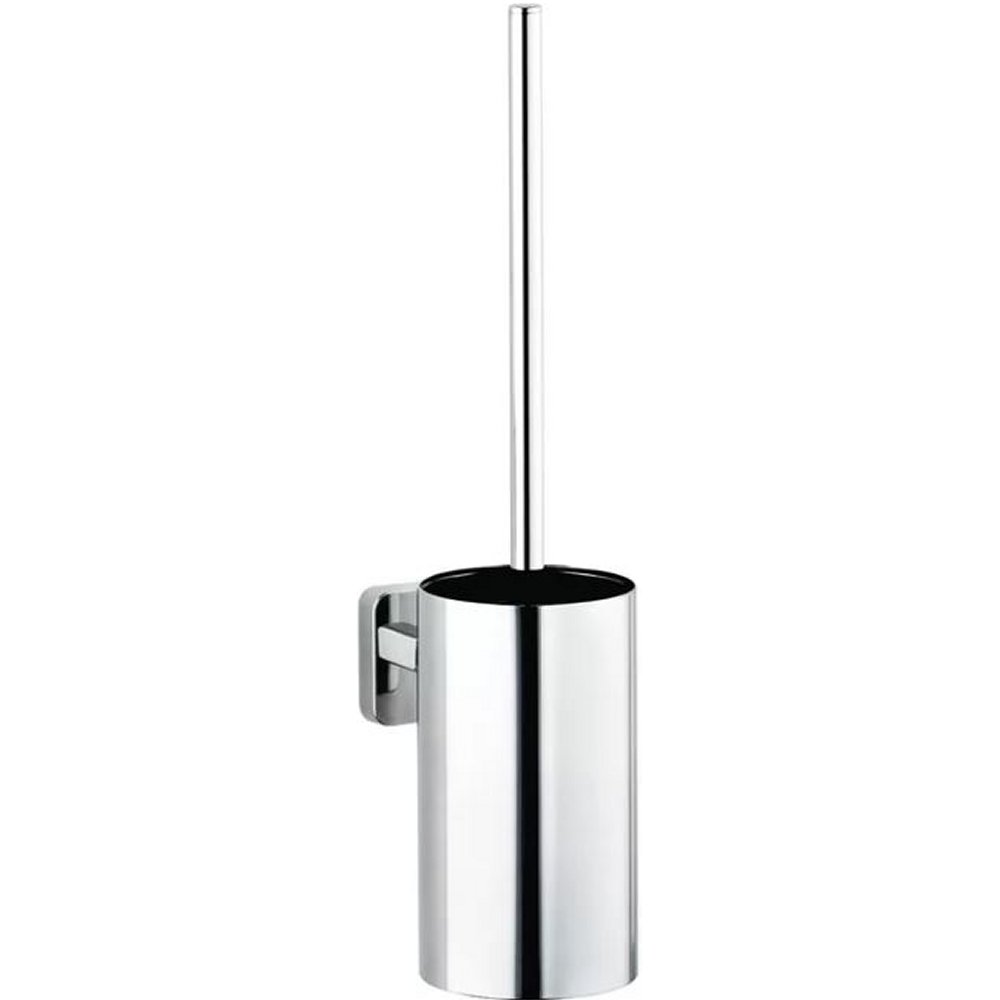chrome, wall mounted toilet brush and holder