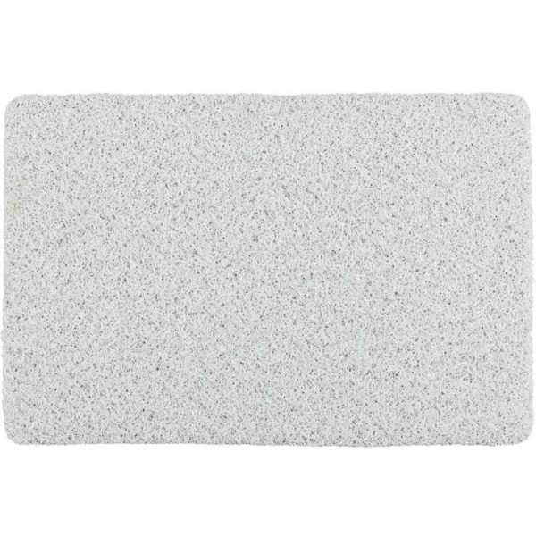 rectangular white bathroom mat