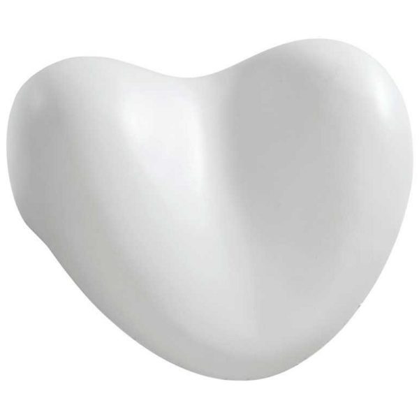 white, heart shaped bath cushion with an ergonomic intent in the middle.