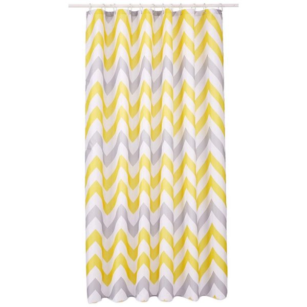 Yellow and grey shower curtain