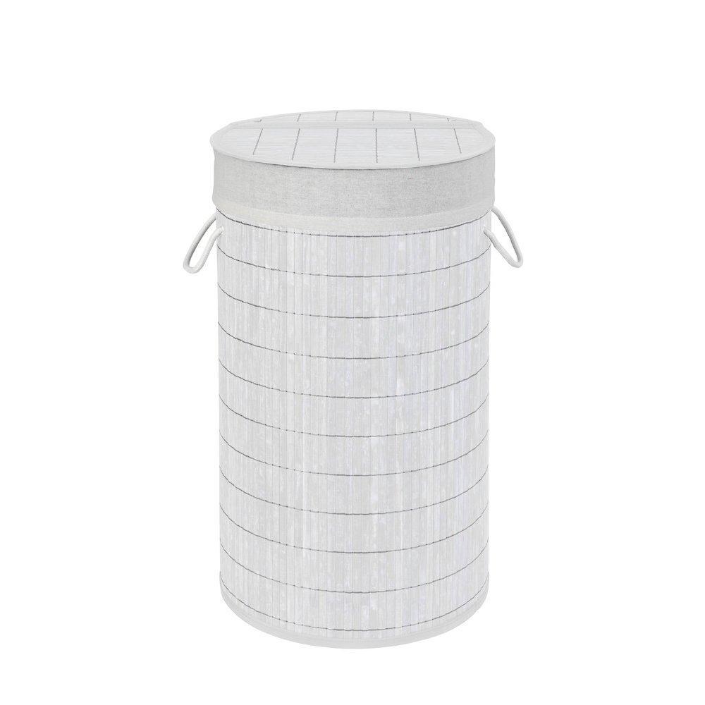 Wenko white bamboo laundry bin