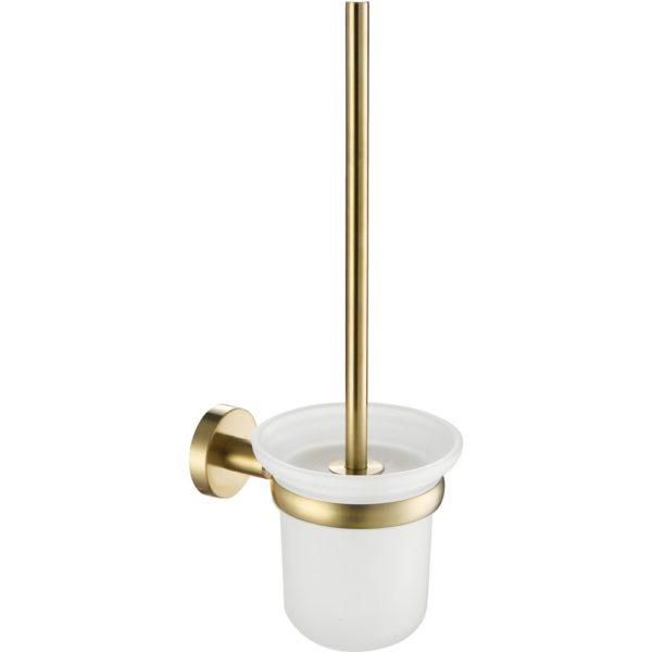 white frosted glass toilet brush holder with brushed brass wall mount and brush handle