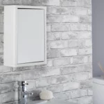 Gloss White Single Door Mirrored Bathroom Cabinet 056.96.237M