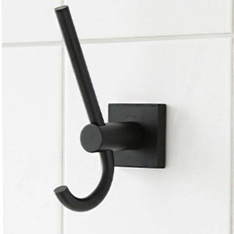 black double robe hook with square wall mount