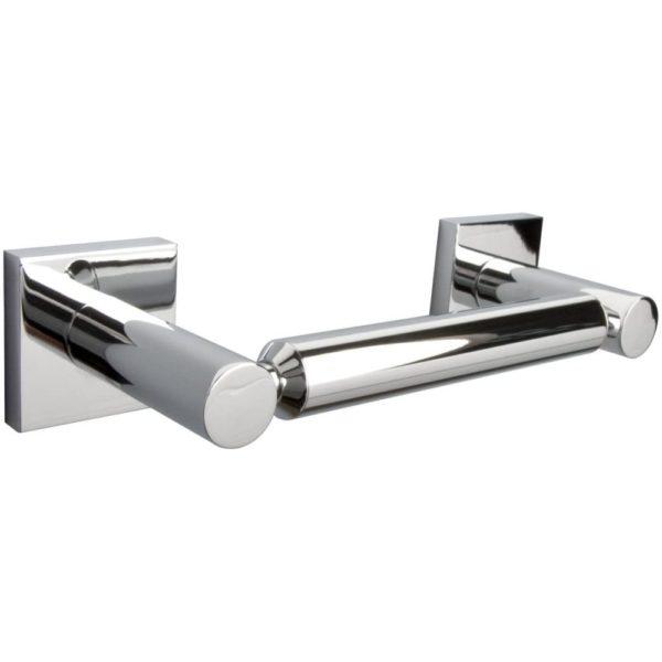 chrome double post toilet roll holder with square wall mounts