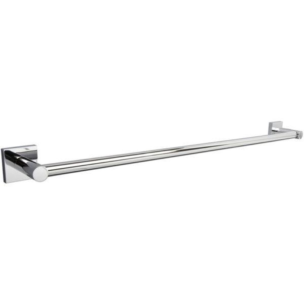 chrome straight towel rail with square wall mount on each end