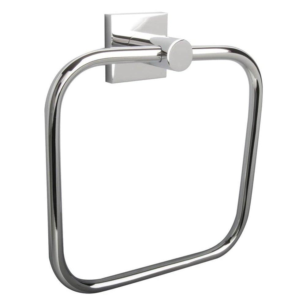 chrome rounded square shaped towel ring with square wall mount