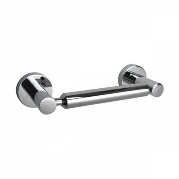 chrome double post toilet roll holder with circular wall mounts