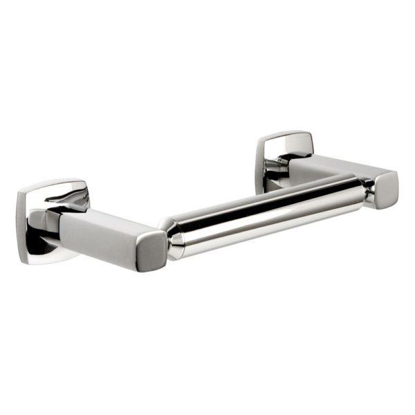 chrome double post toilet roll holder with square wall mounts