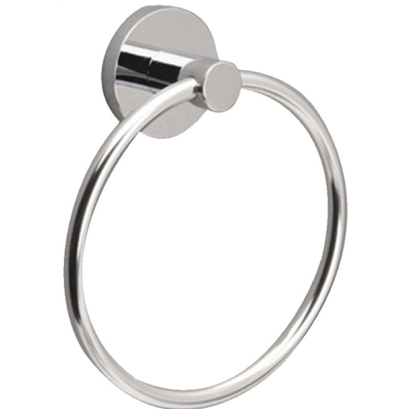 chrome circular shaped towel ring with circular wall mount