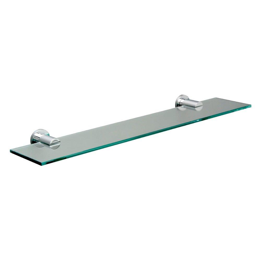 rectangular glass shelf with two round wall mounts