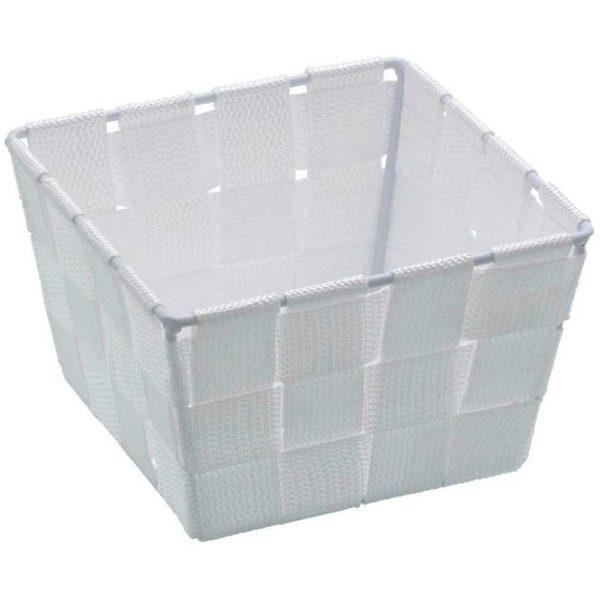 square white large weave basket with white wire frame