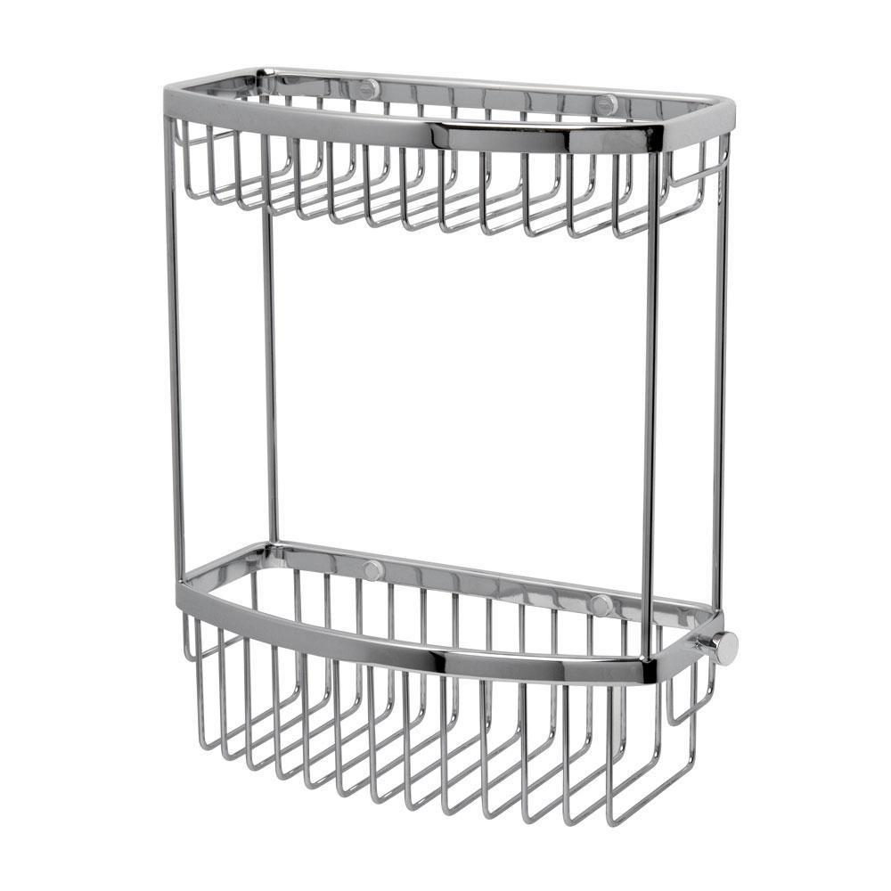 double d-shaped wire basket, the basket wires are arranged vertically from the front of the basket, there is a small round hook protruding from the lower basket
