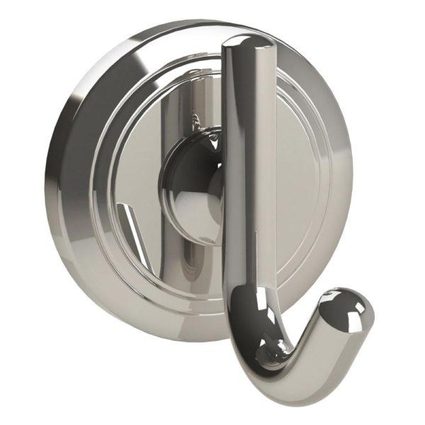 Nickel single hook on a circular wall plate with an indented circular pattern