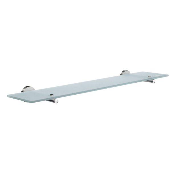 frosted glass rectangular shelf with 2 chrome wall brackets