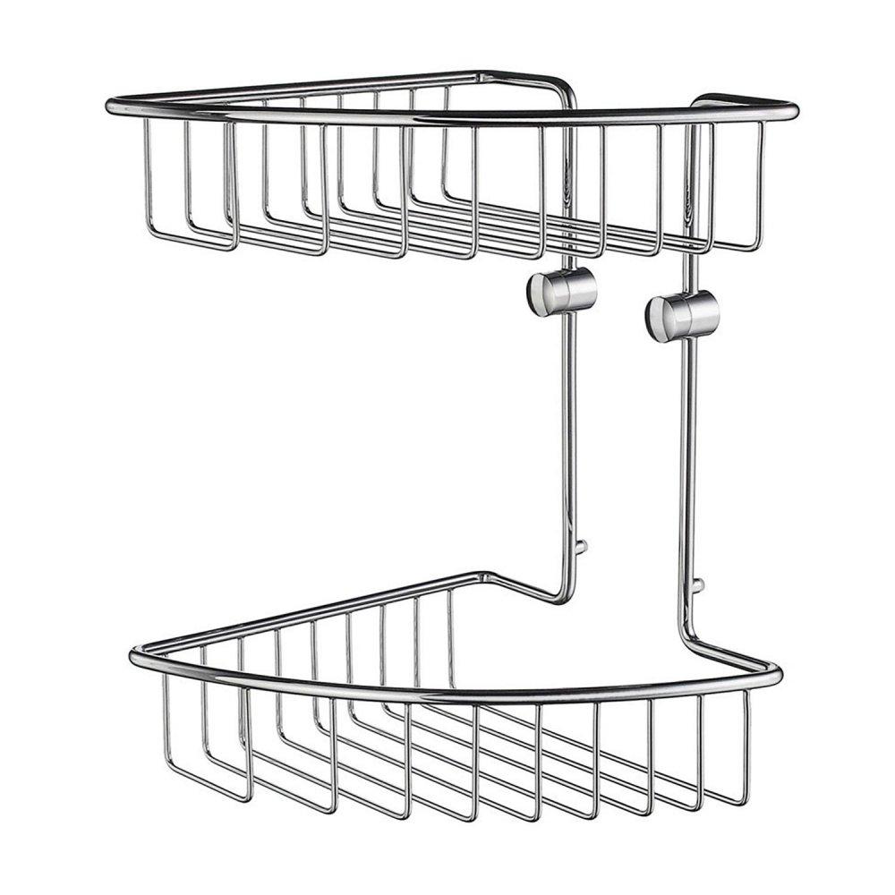 double corner wire basket in chrome, the baskets are arranged vertically
