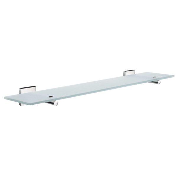 frosted glass rectangular shelf with 2 chrome wall brackets
