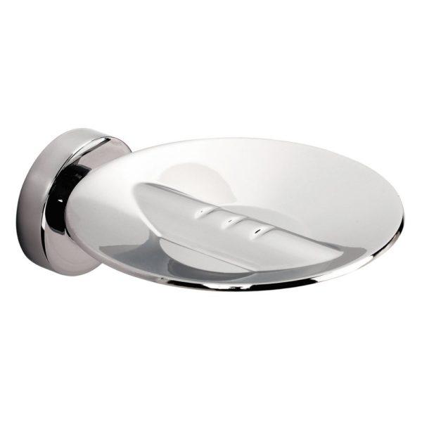 round chrome metal wall mounted soap dish