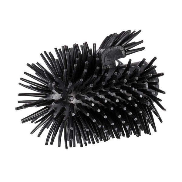 black silicone toilet brush head with an extra section for rim cleaning
