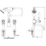 Just Taps Plus Grosvenor Cross Deck Mounted Bath Shower Mixer with Kit 76275