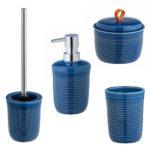 Wenko Sada Blue Soap Dispenser Toilet Brush Jar & Tumbler Set