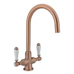 Brushed copper kitchen mixer tap