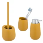 Wenko Badi Yellow Soap Dispenser Toilet Brush & Tumbler Set