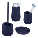 Wenko Badi Dark Blue Soap Dispenser Toilet Brush, Soap Dish & Tumbler Set