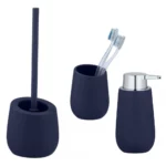 Wenko Badi Dark Blue Soap Dispenser Toilet Brush & Tumbler Set