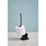 Fauna Black Elephant Toilet Roll Holder - Rectangle Base 1601866
